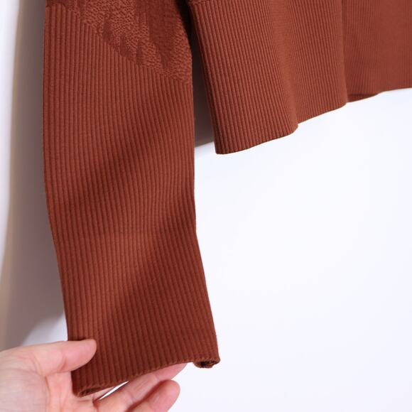 LULULEMON End State Full Zip Jacket Dark Terracotta Knit Ribbed Women's 8 - Picture 10 of 11